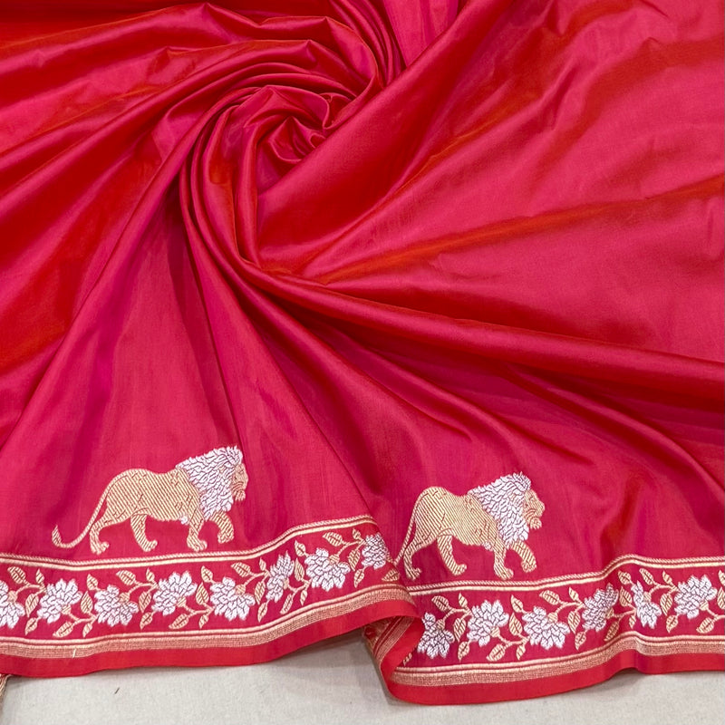Dual shade pure katan silk handwoven Banarasi saree