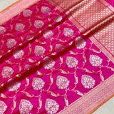 Pink colour pure katan silk handwoven Banarasi saree