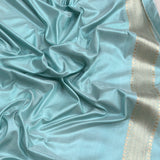 Sky blue colour pure katan silk handwoven Banarasi saree