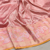 Pink colour pure katan silk handwoven Banarasi saree