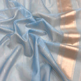 Sky blue colour pure kora handwoven banarasi saree