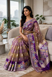 Multicolor pure kora handwoven Banarasi saree l