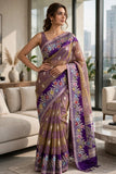 Multicolor pure kora handwoven Banarasi saree l