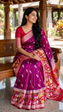 Dual shade pure katan silk handwoven Banarasi saree