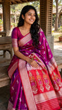 Dual shade pure katan silk handwoven Banarasi saree