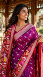Dual shade pure katan silk handwoven Banarasi saree