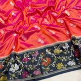 Dual shade pure katan silk handwoven Banarasi saree
