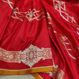 Red colour pure katan silk handwoven banarasi saree