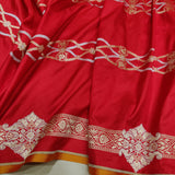 Red colour pure katan silk handwoven banarasi saree
