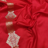 Red colour pure katan silk handwoven banarasi saree