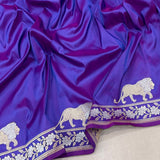Royal blue colour dual shade pure katan silk handwoven banarasi saree