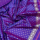 Royal blue colour dual shade pure katan silk handwoven banarasi saree