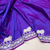 Royal blue colour dual shade pure katan silk handwoven banarasi saree