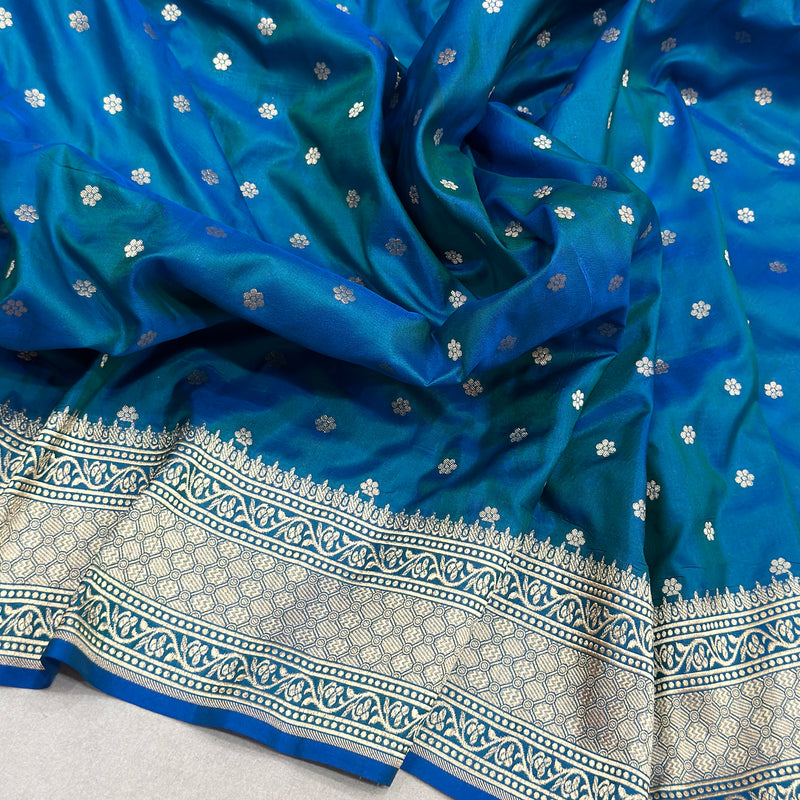 Dual shade pure katan silk handwoven Banarasi saree