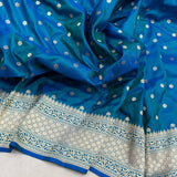 Dual shade pure katan silk handwoven Banarasi saree