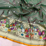 Dual shade Pure kora handwoven Banarasi saree