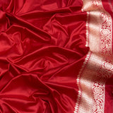 Red colour pure katan silk handwoven Banarasi saree
