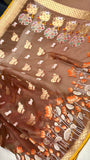 Pure kora jamdani handwoven Banarasi saree