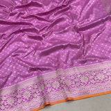 Pink colour pure katan silk handwoven Banarasi Tanchoi saree
