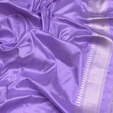 Lavender colour pure katan silk handwoven Banarasi saree