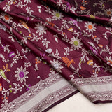 Brown colour pure katan silk handwoven Banarasi saree