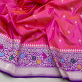 Pink colour pure katana silk handwoven Banarasi saree