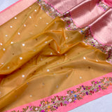 Pure kora handwoven Banarasi saree
