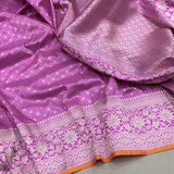 Pink colour pure katan silk handwoven Banarasi Tanchoi saree
