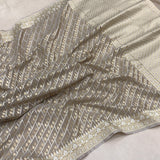 Grey colour pure cotton handwoven  Banarasi saree