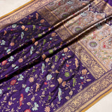 Purple colour pure katan silk handwoven Banarasi saree