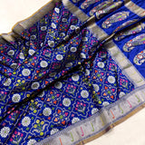 Royal blue colour pure katan silk handwoven Banarasi saree