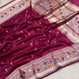 Brown colour pure katan silk handwoven Banarasi saree