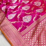 Pink colour pure katan silk handwoven Banarasi saree