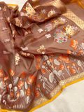 Pure kora jamdani handwoven Banarasi saree