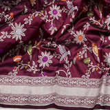 Brown colour pure katan silk handwoven Banarasi saree