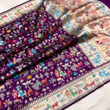 Wine colour pure katan silk handwoven Banarasi saree