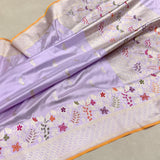 Lavender colour pure katan silk handwoven Banarasi saree