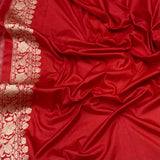 Red colour pure katan silk handwoven Banarasi silk