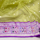 Pure kora handwoven Banarasi saree