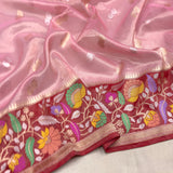 Light pink color pure tissue handwoven Banarasi saree