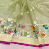 Pure kora handwoven Banarasi saree