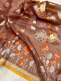 Pure kora jamdani handwoven Banarasi saree