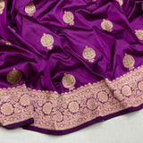 Purple colour pure katan silk handwoven Banarasi saree