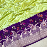 Dual shade pure katan silk handwoven Banarasi saree
