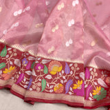 Light pink color pure tissue handwoven Banarasi saree