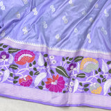 Lavender colour pure katan silk handwoven Banarasi saree