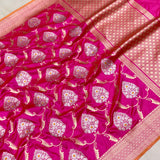 Pink colour pure katan silk handwoven Banarasi saree
