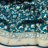 Peacock colour pure katan silk handwoven Banarasi saree
