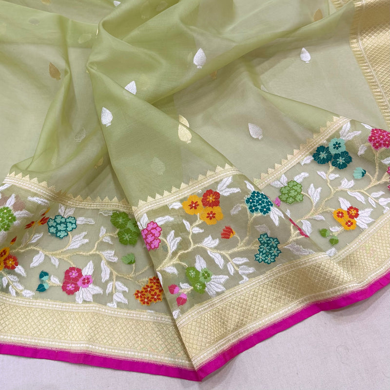 Pure kora handwoven Banarasi saree