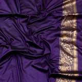 Purple colour pure katan silk handwoven Banarasi saree
